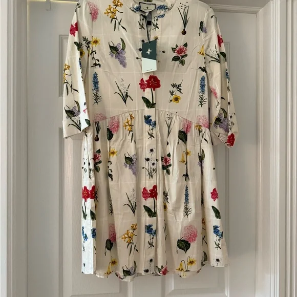 Tuckernuck Floral Mini Dress - Cream with Multicolor - Picture 1 of 4